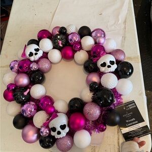 Ashland Halloween Pink and Black Skull Wreath
